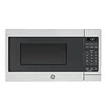 GE Countertop Microwave Oven, Compact 0.7 Cubic Ft., 700-watt Capacity, 6 Auto Cooking Settings, Child-Lock Technology, Kitchen Essentials for the Countertop, Dorm Room or Apartment, Stainless Steel