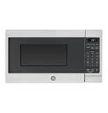 GE Countertop Microwave Oven, Compact 0.7 Cubic Ft., 700-watt Capacity, 6 Auto Cooking Settings, Child-Lock Technology, Kitchen Essentials for the Countertop, Dorm Room or Apartment, Stainless Steel
