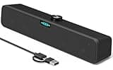 Computer Speakers Soundbar for Desktop PC Mac, USB Plug-in, Wired, External Speakers for Laptop Desk Monitor, RGB Gaming Sound bar with HD Stereo Loud Sound, Punchy Bass, Volume Knob, USB C Adapter