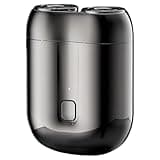 Mini Electric Shaver for Men, Space Gray Double Headed Rotary Shaver, 7500 RPM Motor, Wet Dry Use, IPX7 Waterproof, Type-C Rechargeable, Portable for Travel, Home, Office