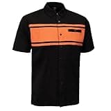 MMCC Men's Gear Head Classic Mechanic Button Up Shirt - Dual Chest Pockets - Microfiber Panel - 4X-Large Black/Orange
