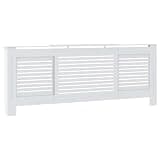 Favemtsl White MDF Radiator Cover, Adjustable Width 55.9 to 80.7 Inches Engineered Wood Radiator Cabinet Screen with Storage Shelf and Slats for Home Living Room Decor