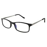 Foster Grant Men's Kramer e.Readers Reading Glasses Rectangular, Matte Black/Transparent, 51 mm + 2.5, (1015714-250)