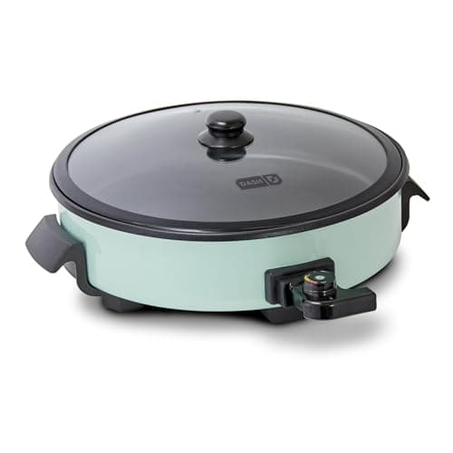 Dash Family Size Skillet - Electric Skillet for Multi-Purpose Cooking - Nonstick Cooking Surface - Tempered Glass Lid & Cool-Touch Handles - 6-Quart Capacity, Makes 24 Cups - 14", Aqua