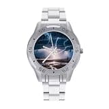 NTVOWPZO Three-Hand Analog Stainless Steel Watches for Men Easy Reader