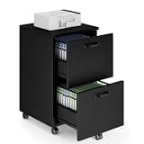 Sweetcrispy 2 Drawer Filing Cabinet Black, Rolling Wood File Cabinets, Home Office Organizer, Under Desk Storage Lockable Wheels, Printer Stand, Storage Cabinet, Black