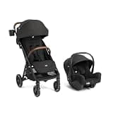 Joie Baby, Nutmeg and Rue Travel System – Travel Friendly Compact Stroller with Automatic Fold, Lightweight Car Seat & Anti-Rebound Base (Shale Dark)