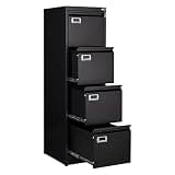 Anxxsu 4 Drawer File Cabinet, Filing Cabinets for Home Office, Metal Vertical File Storage Cabinet with Lock, Locking File Cabinet for A4 Legal/Letter, 15" W x 17.7" D x 50.1" H, Assembly Required