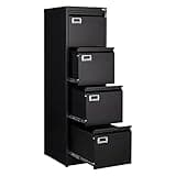 Anxxsu 4 Drawer File Cabinet, Filing Cabinets for Home Office, Metal Vertical File Storage Cabinet with Lock, Locking File Cabinet for A4 Legal/Letter, 15" W x 17.7" D x 50.1" H, Assembly Required