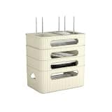Calcipxx Wall Mounted Router Storage Box, PVC Enclosure for WiFi Modem and Cables, Wall Mount Shelf for Home Office Organization (1 PC)