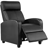 BestMassage | Recliner Chair | No Massage Function | Leather Black | with Lumbar Support, Adjustable Push Back, Wide Armrests, Footrest & Padded Seat | Easy Assembly | for Living Room, Home Theatre