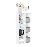 Furinno LUDER Book Shelf, 7-Cube Bookshelf, Bookcase with Open Shelves, 9.4 x 19.5 x 41.7, Easy Assembly, for Living Room, Bedroom, Home Office, White