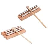2 Pcs Percussion Instrument Chime Set, Two-Tone and Three Tone Metal Tubes with Wood Base, Sound Block for Mindfulness Meditation, Classroom Chime for Concentration, Simple Percussion Tools