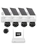 Anlapus Indoor Outdoor Home Security Camera, 4 x 2.5K Pan/Tilt Wireless Solar Cam System with Solar Panel and 5MP 3K Magnetic Window Camera with Angle Mount, AI Detection, Color Night Vision