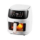 TKOWTB Air Fryer Smart Touch Screen Air Fryer Visual Electric Fryer White US Plug