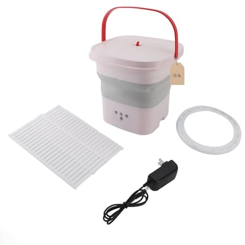 AONYAYBM Portable Washing Machine, Mini Washer, 10.5L Small Washing Machine Fully Automatic Blue Lighting Deep Cleaning Folding Washer for Apartment Dormitory Hotel 100‑240V (Pink)