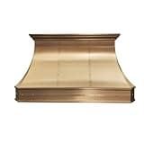 Brass Range Hood Wall Mount 42'' W, 36'' H, 21'' D, CT Copper Tailor Custom Handmade Metal Kitchen Vent Hood, With 4-Speed Exhaust Fan & LED Light,BSRH-3-C-2BTR-M