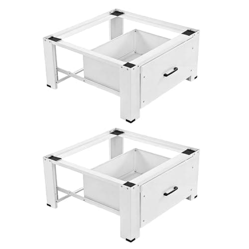2 Pack Washer and Dryer Pedestals with Drawer 29inch Washer Pedestal 14.3in Height 700LBS Capacity for Washing Machine Steel Construction