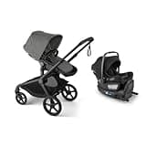 Bugaboo Kangaroo Stroller Travel System Bundle – All-Terrain Single-to-Double Stroller + Bugaboo Turtle Air Shield by Nuna Infant Car Seat with Recline Base – Newborn to Toddler - Moon Grey