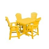 Keystone Amish Co. Poly Composite Thompson Adirondack 5-Piece Counter Height Dining Set with 4' Table, Lemon Yellow