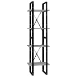KGHFDVB 4-Tier Book Cabinet Concrete Gray, Industrial Bookshelf with 4 Shelves, 15.7x11.8x55.1 Inch Engineered Wood Bookcase for Home Office Storage