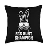 Eggs Hunting Champion Easter Rabbit Easter Throw Pillow