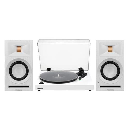 Fluance RT81+ Vinyl Turntable Record Player, Audio Technica VM95E Cartridge, Acrylic Mat and Ri71 Powered Bookshelf Speakers
