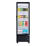 Pemberly Row 21" Glass Door Display Merchandiser Refrigerator, 8 Cu. Ft. Capacity, Adjustable Shelves, Energy Efficient, Frost-Free, Freestanding Cooler for Commercial Use