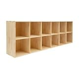 Solid Wood Bookcase, 70.9" Tall 12 Cube Bookshelf, 11.8" Deep Open Floor Bookcase, Mortise & Tenon Construction, Horizontal or Vertical 2-Tier Shelf, Natural Wood Grain Display Rack for Living Room