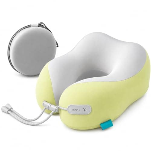 Simcha Home Travel Neck Pillow for Airplane, Memory Foam Cervical Neck Pillow with Cooling Ice Silk Cover, U-Shape 360° Head & Chin Support, Adjustable Buckle, Machine-Washable Cover, Carry Case