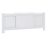 Coespram Adjustable Radiator Cover White, Expandable 55.9-80.7 Inch Engineered Wood Cabinet with Vertical Slats, Modern Decorative Radiator Shelf for Living Room and Hallway