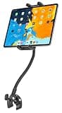 Wukanleng Gooseneck Tablet Holder with Flexible Long Arm, Anti-Slip iPad Clamp Mount for Treadmill/Spin Bike/Stroller/Wheelchair/Elliptical/Boat/Mic Stand/Peloton/Indoor Cycle, Fits 4-13" Device