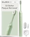 SURI 2.0 New Sonic Electric Toothbrush with Pressure Sensor | 1 Month+ Battery | Designed in California | Electric Toothbrush for Adults | Travel Toothbrushes | Tooth Brush | Green