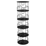LANSEISTENJI 5-Tier 360° Rotating Bookshelf Tower, Tall Narrow Spinning Round Storage Book Organizer for Bedroom & Living Room (Black)