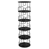 LANSEISTENJI 5-Tier 360° Rotating Bookshelf Tower, Tall Narrow Spinning Round Storage Book Organizer for Bedroom & Living Room (Black)