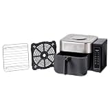 8 Qt Digital Air Fryer Oven, 1700W Countertop Air Fryer with Air Fry and Roast Functions, 450°F Max Temp, 5 Presets, and Nonstick Basket, XL Family Size, Dishwasher Safe Parts, Gray & Stainless Steel