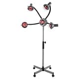 5-Head Infrared Hair Dryer Lamp, Salon Heat Lamp with Adjustable Height 44-53โณ & 104-176โ, 750w Perming/Dyeing Heater on Wheels, for Beauty Salon, Barbershop, Home Use โ Silver Gray