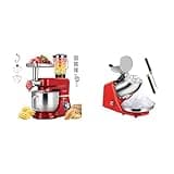 VIVOHOME Red 6 in 1 Stand Mixer with 8.5 Quart Bowl and Meat Grinder Blender Pasta Maker Attachments and Red Electric Ice Shaver Crusher 143lbs per Hour with Ice Pick