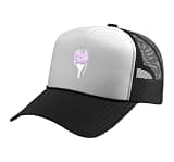 Mens Women Light Purple Spaghetti Fork Purple WHT Graphic Trucker Hat with Adjustable Mesh Back, Black/White