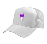 Mens Women Purple Spaghetti Fork Purple WHT Graphic Trucker Hat with Adjustable Mesh Back, White