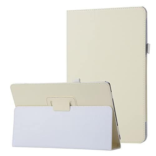 OWSIHNZBF Texture Leather Tablet Case for Samsung Galaxy Tab A 8.0 2017 (SM-T380 / T385) Slim Folding Stand Folio Protector Shockproof Back with Holder (White)