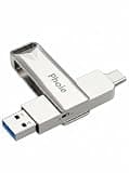128GB Dual USB Flash Drive, USB 3.2 Gen 1 USB C & USB A Memory Stick with Physical Write Protect Switch, 360° Metal Swivel OTG Thumb Drive for iPhone 17/16/15, MacBook, Windows