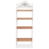GKHPYURE Freestanding Bathroom Shelf with Steel Frame and 4 Solid Fir Shelves, Vintage Romantic Shelving Unit for Towels and Decor, 23.2x13.8x66.1 Inches