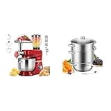 VIVOHOME Red 6 in 1 Stand Mixer with 8.5 Quart Bowl and Meat Grinder Blender Pasta Maker Attachments and Stainless Steel 9.3QT Steam Juicer