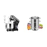 VIVOHOME Black 660W 10 Speed 6 Quart Tilt-Head Stand Mixer and Stainless Steel Steam Juicer Extractor 11 Qt with Tempered Glass Lid and 2 Hose for Kitchen