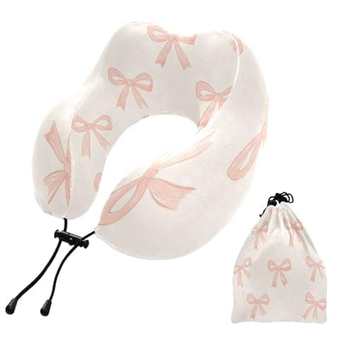 Coikll Bow Tie U Shaped Travel Pillow Memory Foam Pillow, Soft Neck Head Support Pillow for Airplane Car Sleeping