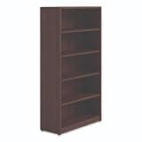 5-Shelf Bookcase - Mahogany - 36in. W x 14in. D x 65in. H - Durable Laminate Finish