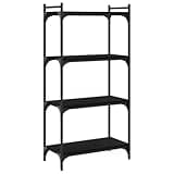 KGHFDVB Engineered Wood 4-Tier Bookcase with Metal Frame, 23.6x11.8x47.2 Inches, Black Bookshelf for Organizing Books and Decor