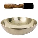 TOMETURE Meditation Singing Bowl Set with Copper Metal Sound Bowl and Wooden Mallet for Mindfulness for Living Room or Table Use