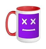 Purple X-Eyes Block-Face Purple Graphic Ceramic Mug, Red/White, 15oz